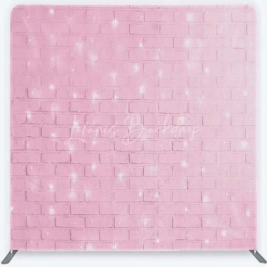 Lofaris Pink Brick Wall with Fairy Lights Tension Fabric Backdrop Sweet Girl Room Photography Background