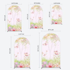 Lofaris Pink Butterfly Spring Cartoon Birthday Arch Backdrop