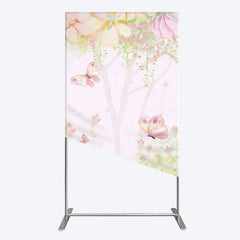 Lofaris Pink Butterfly Spring Cartoon Birthday Rectangle Backdrop