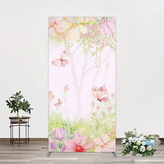 Lofaris Pink Butterfly Spring Cartoon Birthday Rectangle Backdrop