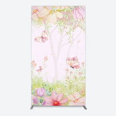 Lofaris Pink Butterfly Spring Cartoon Birthday Rectangle Backdrop