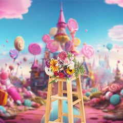Lofaris Pink Candyland Dreamy Castle Photography Backdrop