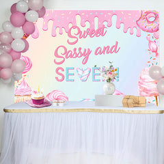 Lofaris Pink Candyland Sweet Sassy And Seven Birthday Backdrop