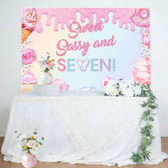 Lofaris Pink Candyland Sweet Sassy And Seven Birthday Backdrop