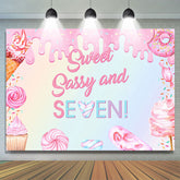 Lofaris Pink Candyland Sweet Sassy And Seven Birthday Backdrop