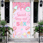 Lofaris Pink Candyland Sweet Sassy And Six Birthday Door Cover