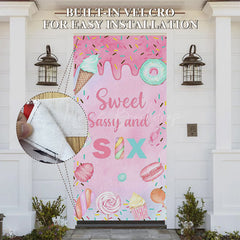 Lofaris Pink Candyland Sweet Sassy And Six Birthday Door Cover