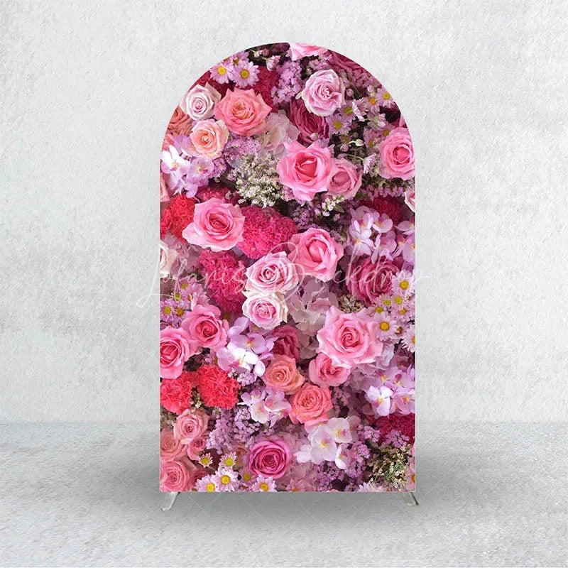 Lofaris Pink Carnation Floral Wall Arch Backdrop 3D Flowers Photo Prop Elegant Wedding Bridal Shower Decor