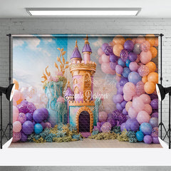 Lofaris Pink Castle Birthday Cake Smash Backdrop For Girl