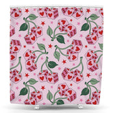 Lofaris Pink Cherry Cube Dice Stars Fruit Shower Curtain