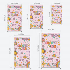 Lofaris Pink Color Floral Groovy One Birthday Rectangle Backdrop