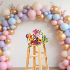 Lofaris Pink Colorful Balloons Birthday Cake Smash Backdrop