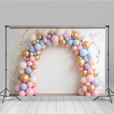 Lofaris Pink Colorful Balloons Birthday Cake Smash Backdrop