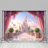 Lofaris Pink Curtain Fairy Tale Castle Cake Smash Backdrop