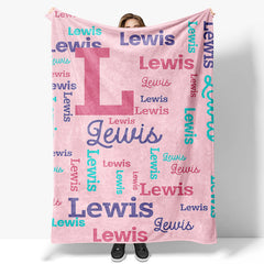 Lofaris Pink Custom Different Artistic Font Name Blanket