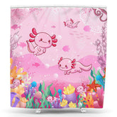 Lofaris Pink Cute Mexican Axolotl Undersea Shower Curtain