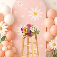 Lofaris Pink Daisies Balloon Arch Cake Smash Backdrop