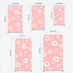 Lofaris Pink Daisy Flower Rectangle Arch Backdrop with Gold Glitter and Starbursts Cheerful Spring Party Decor