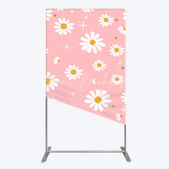 Lofaris Pink Daisy Flower Rectangle Arch Backdrop with Gold Glitter and Starbursts Cheerful Spring Party Decor