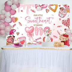 Lofaris Pink Dessert Little Sweetheart 1st Birthday Backdrop