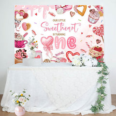 Lofaris Pink Dessert Little Sweetheart 1st Birthday Backdrop