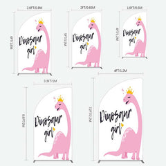 Lofaris Pink Dinosaur Girl Birthday Party Half Moon Arch Backdrop