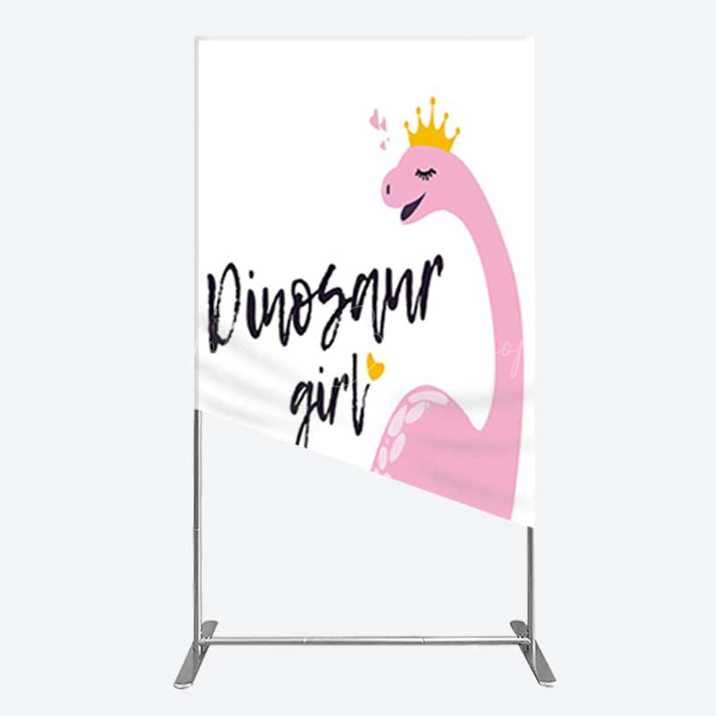 Lofaris Pink Dinosaur Girl Birthday Party Rectangle Backdrop