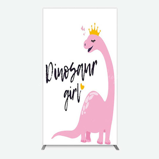 Lofaris Pink Dinosaur Girl Birthday Party Rectangle Backdrop