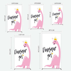 Lofaris Pink Dinosaur Girl Birthday Party Rectangle Backdrop