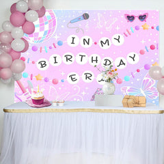 Lofaris Pink Disco Ball Musical In My Birthday Era Backdrop