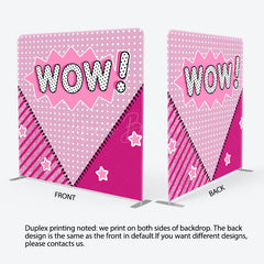 Lofaris Pink Doll Surprise Tension Fabric Backdrop for Girls Wow Pop Art Comic Style Glam Glitter Birthday Party Decor