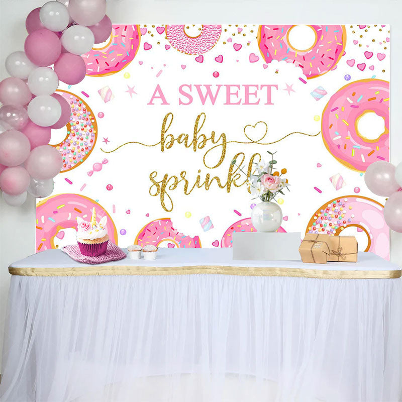 Lofaris Pink Donuts Sweet Baby Sprinkle Gender Reveal Backdrop