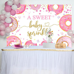 Lofaris Pink Donuts Sweet Baby Sprinkle Gender Reveal Backdrop