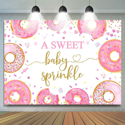 Lofaris Pink Donuts Sweet Baby Sprinkle Gender Reveal Backdrop