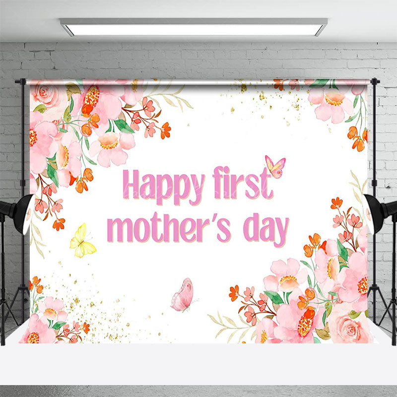 Lofaris Pink Elegant Floral Happy First Mothers Day Backdrop