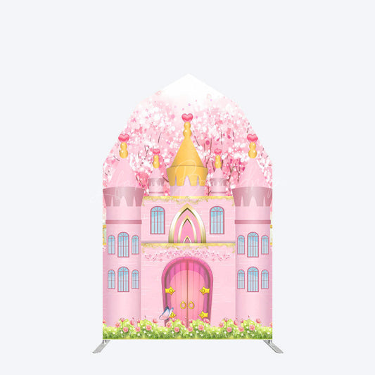 Lofaris Pink Fairy Princess Castle Barn Door Arch Backdrop
