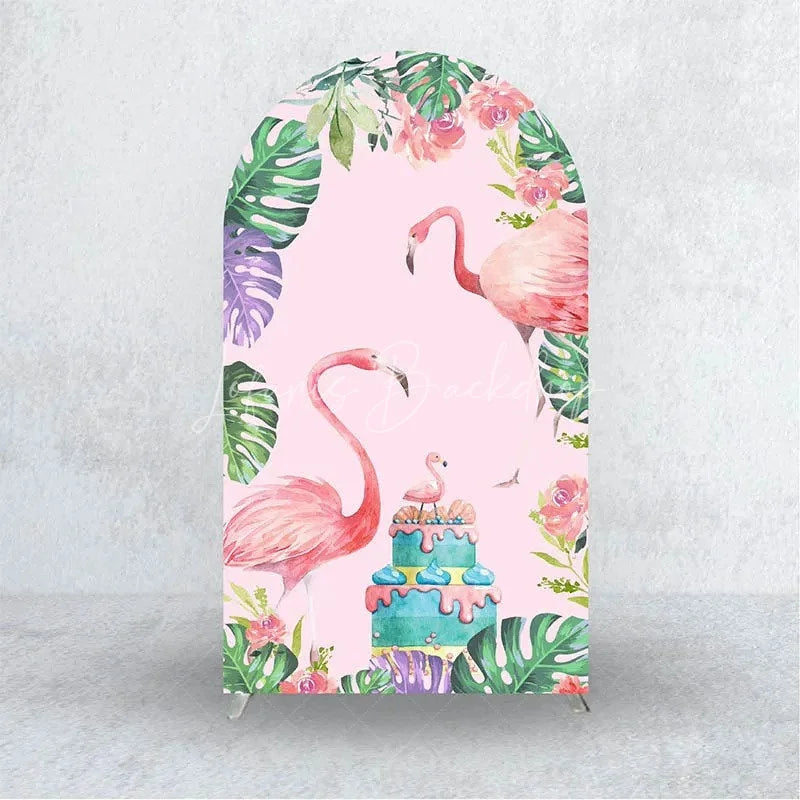 Lofaris Pink Flamingo Tropical Backdrop Vibrant Summer Party Birthday Decor Beach Luau Photo Booth Background