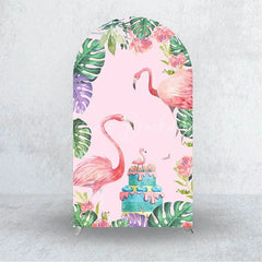 Lofaris Pink Flamingo Tropical Backdrop Vibrant Summer Party Birthday Decor Beach Luau Photo Booth Background