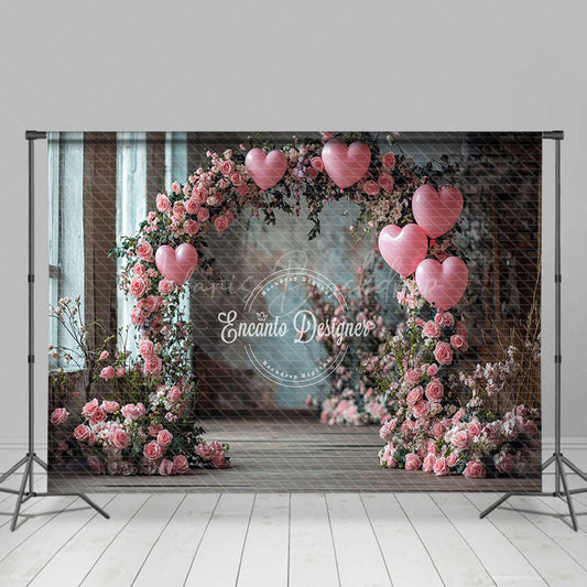 Lofaris Pink Floral Arch Balloons Valentines Day Backdrop