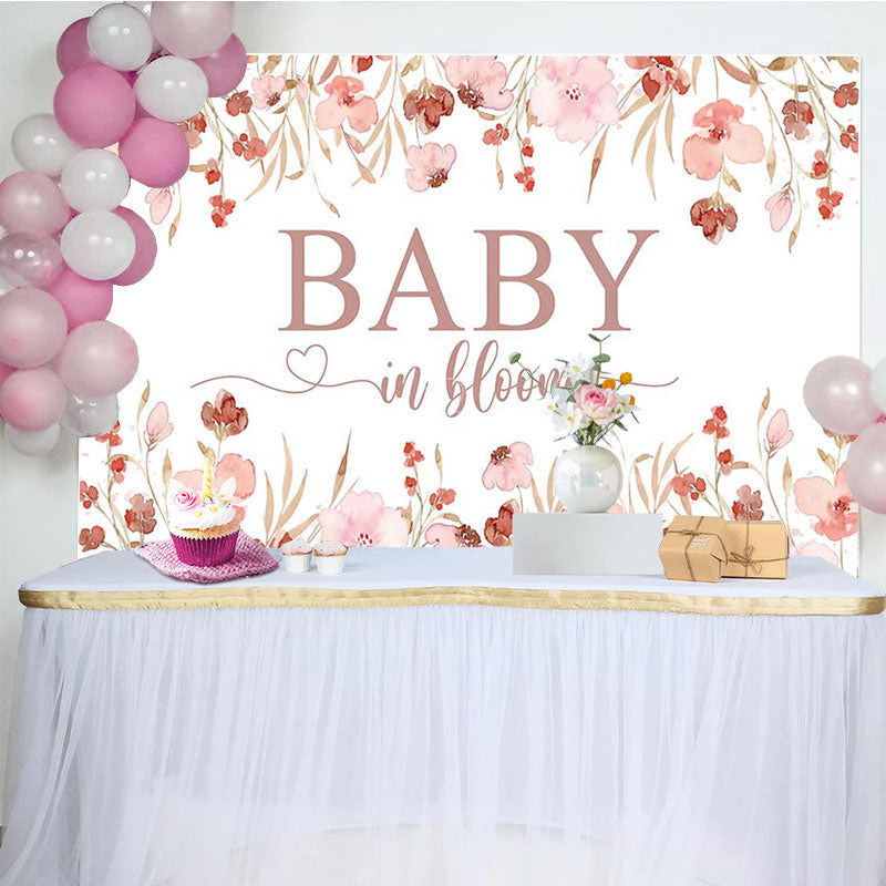Lofaris Pink Floral Baby In Bloom Gender Reveal Backdrop