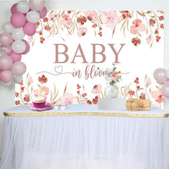 Lofaris Pink Floral Baby In Bloom Gender Reveal Backdrop