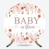 Lofaris Pink Floral Baby In Bloom Round Gender Reveal Backdrop