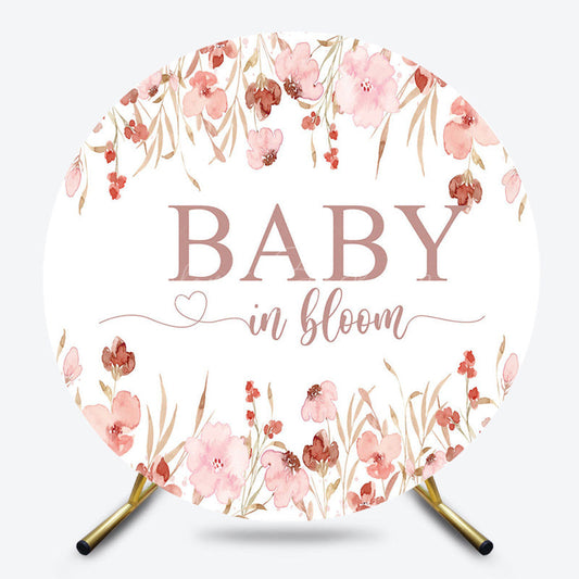 Lofaris Pink Floral Baby In Bloom Round Gender Reveal Backdrop