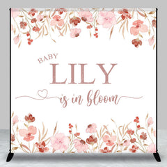 Lofaris Pink Floral Baby Is In Bloom Custom Name Backdrop