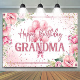 Lofaris Pink Floral Balloons Grandma Happy Birthday Backdrop