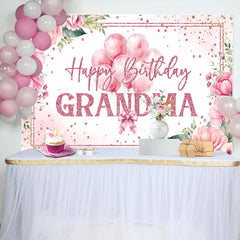 Lofaris Pink Floral Balloons Grandma Happy Birthday Backdrop