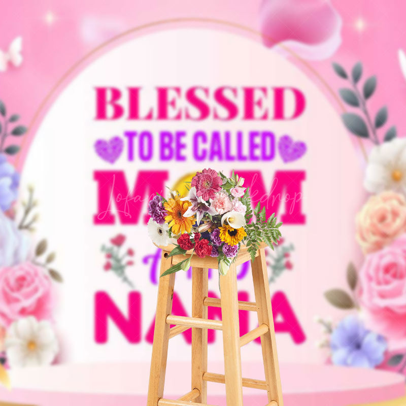 Lofaris Pink Floral Blessed Mom Nana Mothers Day Backdrop