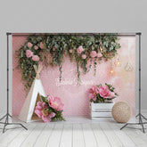 Lofaris Pink Floral Boho Tent Sweet Light Wedding Backdrop