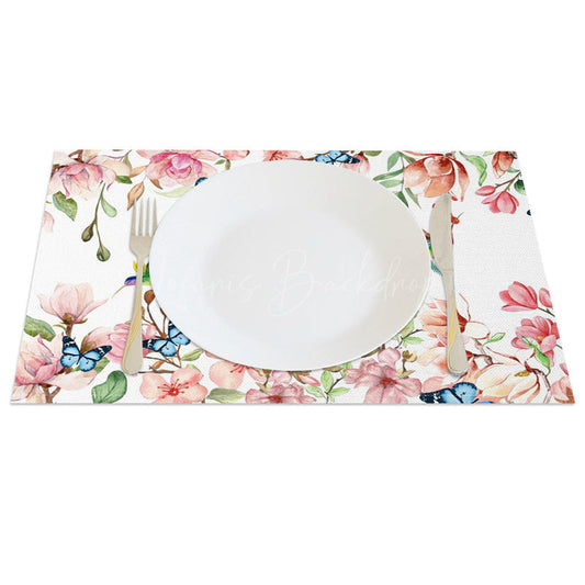 Lofaris Pink Floral Butterflies Spring Set of 4 Placemats
