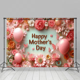 Lofaris Pink Floral Butterfly Balloons Mothers Day Backdrop